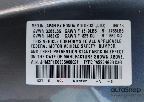 2014 Honda Cr-Z Ex z USA, uszkodzony, nr VIN JHMZF1D66ES000024